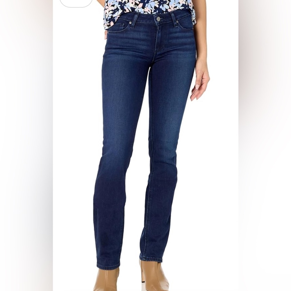 Paige Skyline Straight Denim Jeans in Avi Dark Blue Wash Women's Size 26 EC